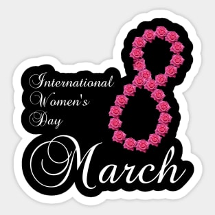 International Women's Day Pink Rose Flower 8 March 2023 Sticker